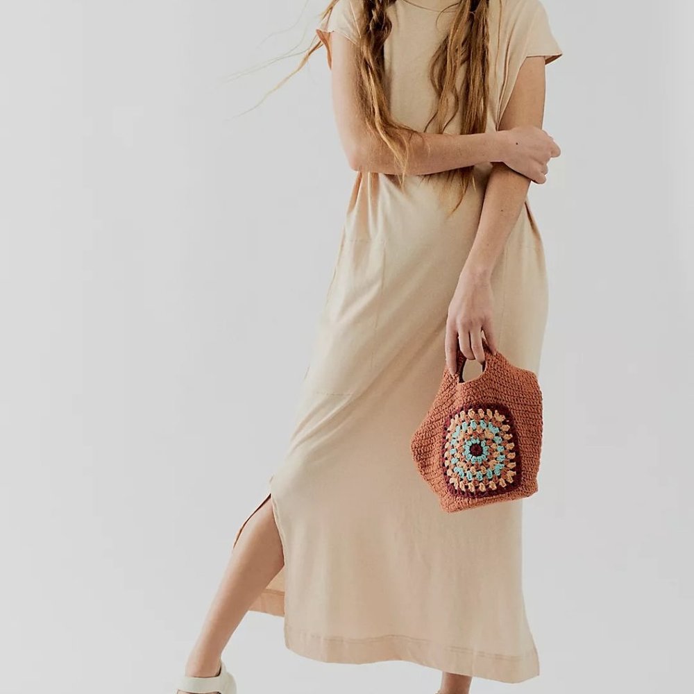 Free People FB Beach All Day Long Midi T-Shirt Dress - Ochre Yellow - Size XS